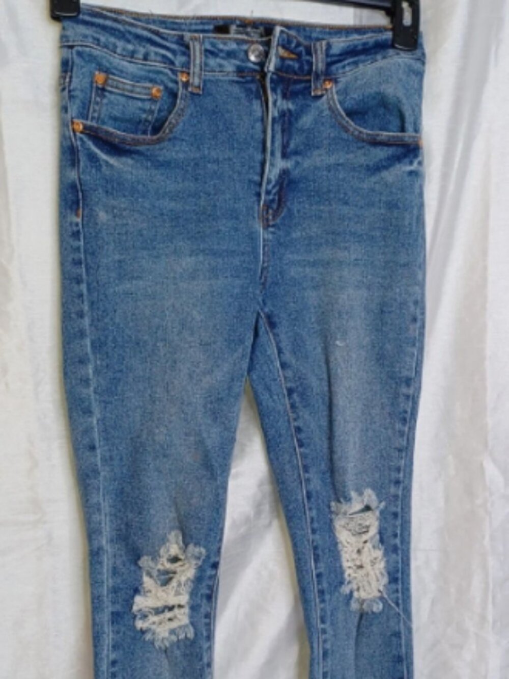 Monkey Ride Jeans Stretch Original Vintage Women Size 5/27 Distressed Blue Zip